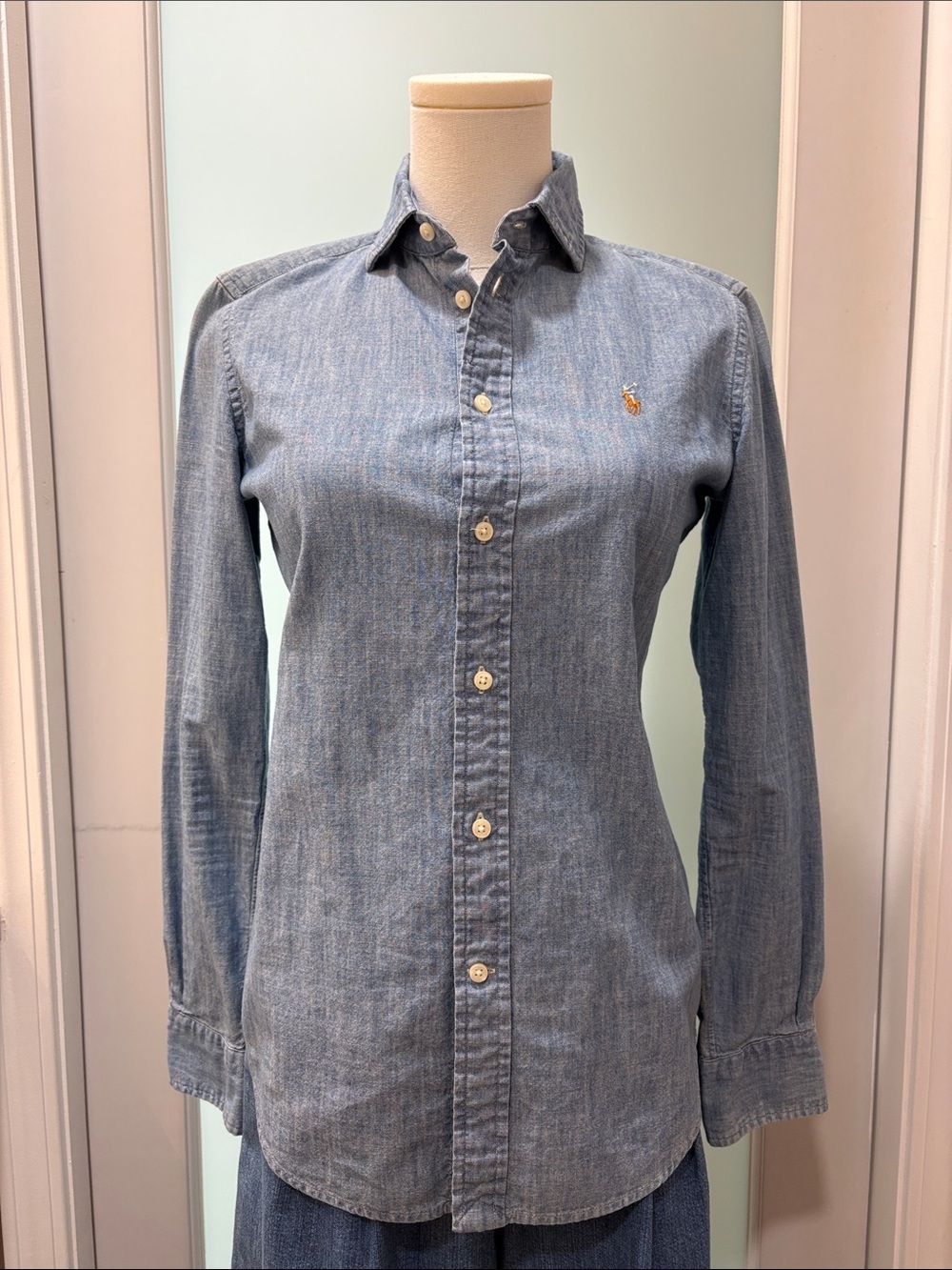 Ralph Lauren Faded Blue Denim Button-Down Shirt